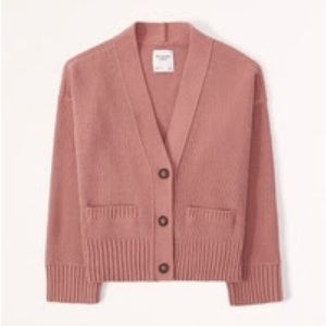 Abercrombie Chenille Mid-Length Cardigan Coral XXS